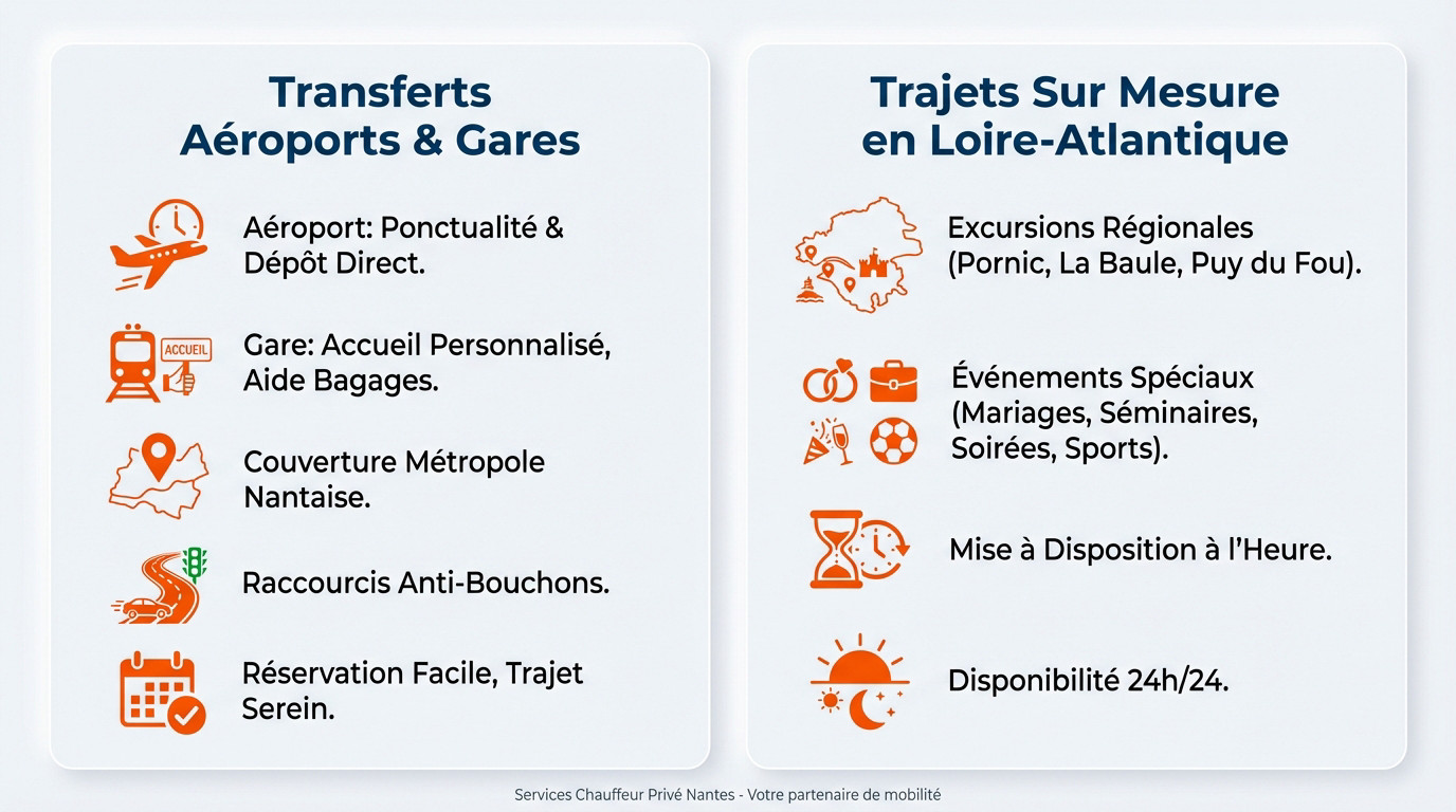 Chauffeur privé VTC assurant un transfert vers l'aéroport de Nantes Atlantique