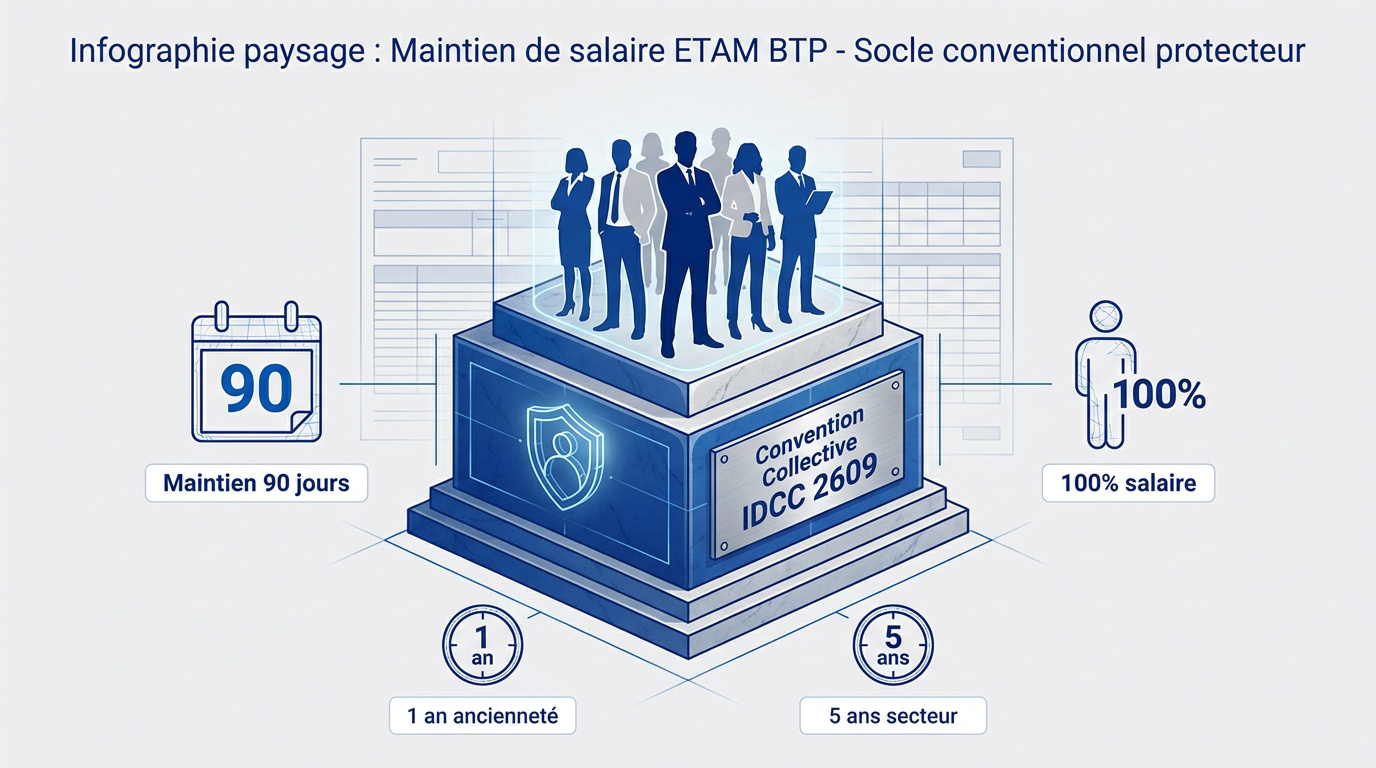 Infographie maintien de salaire ETAM BTP