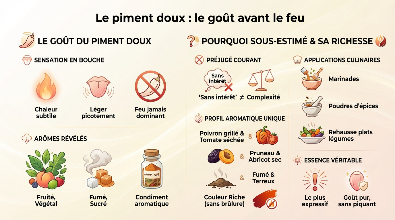 Piments doux entiers et en poudre révélant leurs couleurs vibrantes