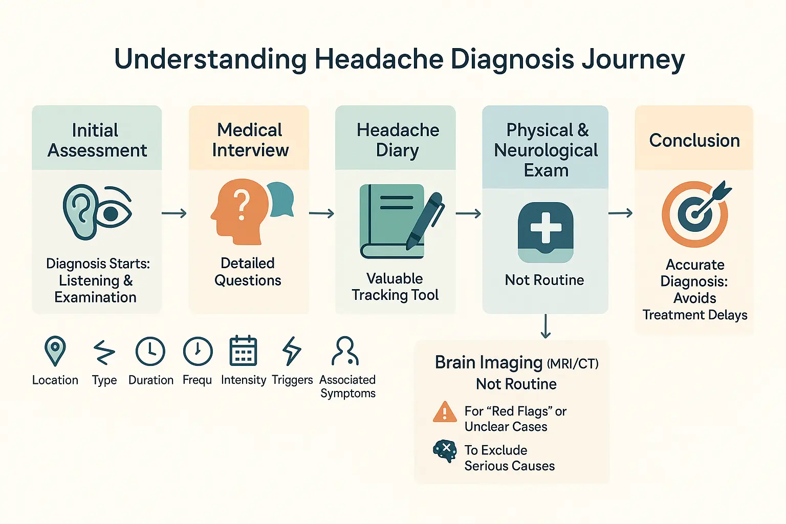 Headache diagnosis journey infographic