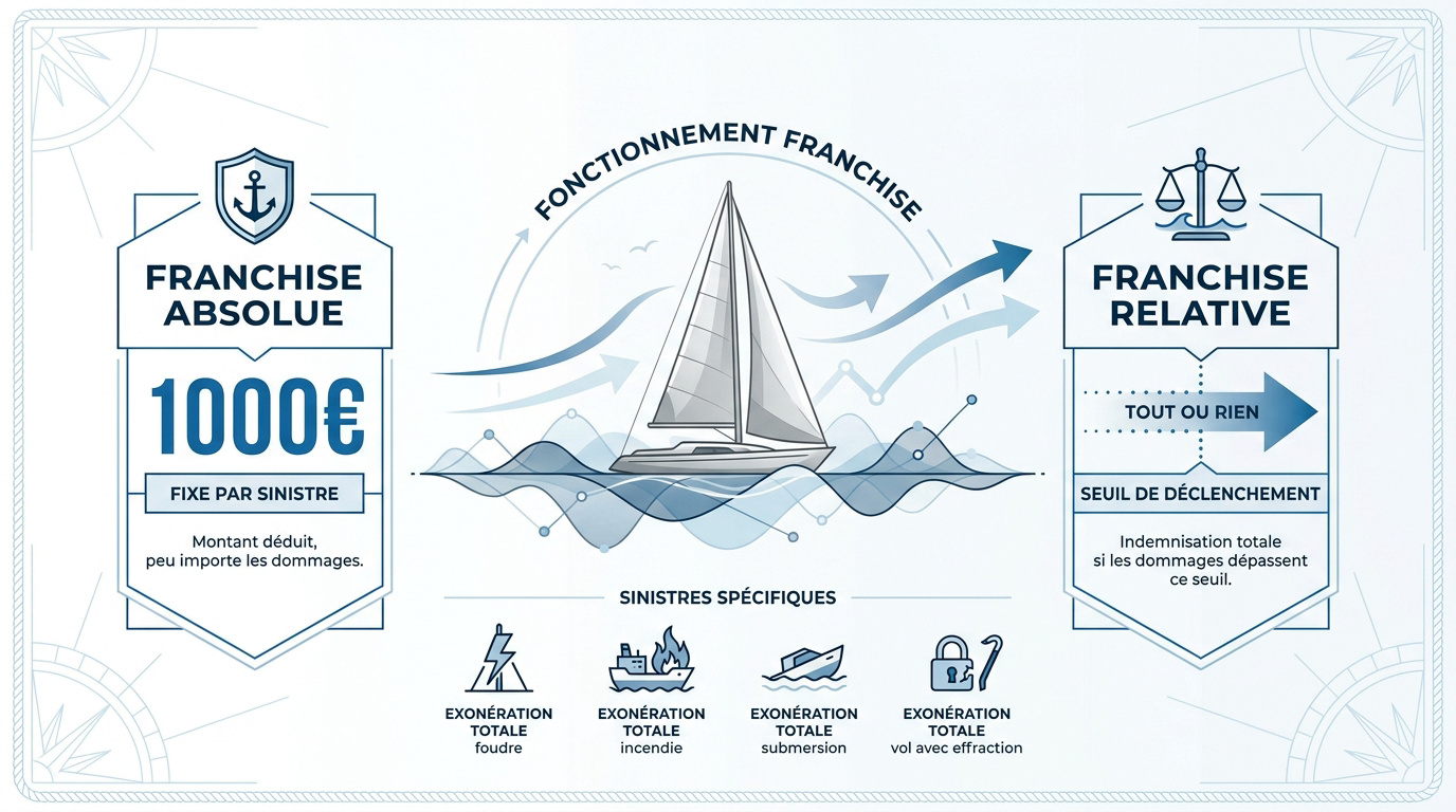 Schéma explicatif de la franchise assurance bateau