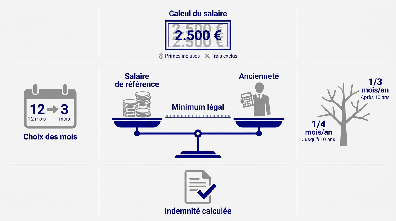 Calcul de l'indemnité selon le salaire et l'ancienneté