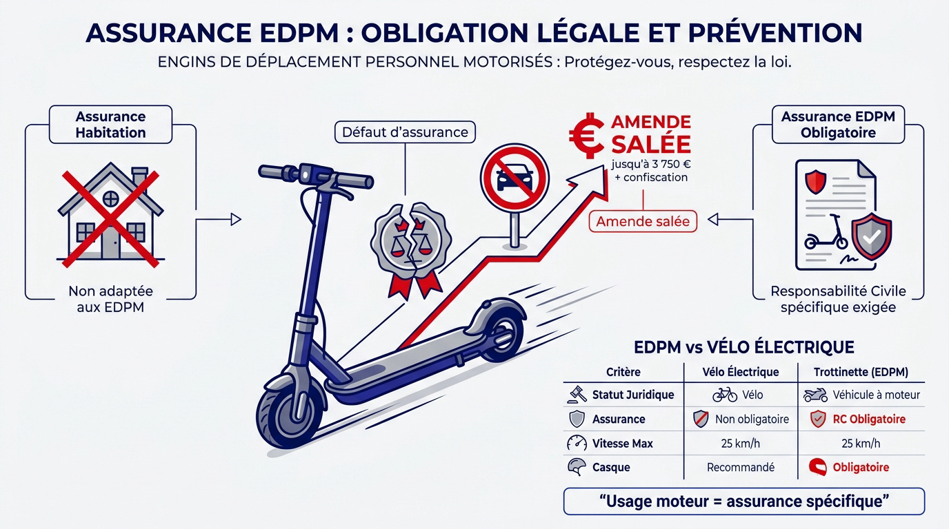 Trottinette électrique en ville avec équipement de sécurité