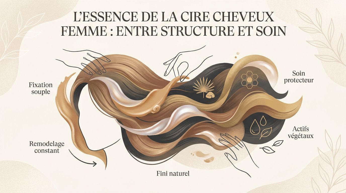 Cire coiffante pour femme texture naturelle et soin capillaire