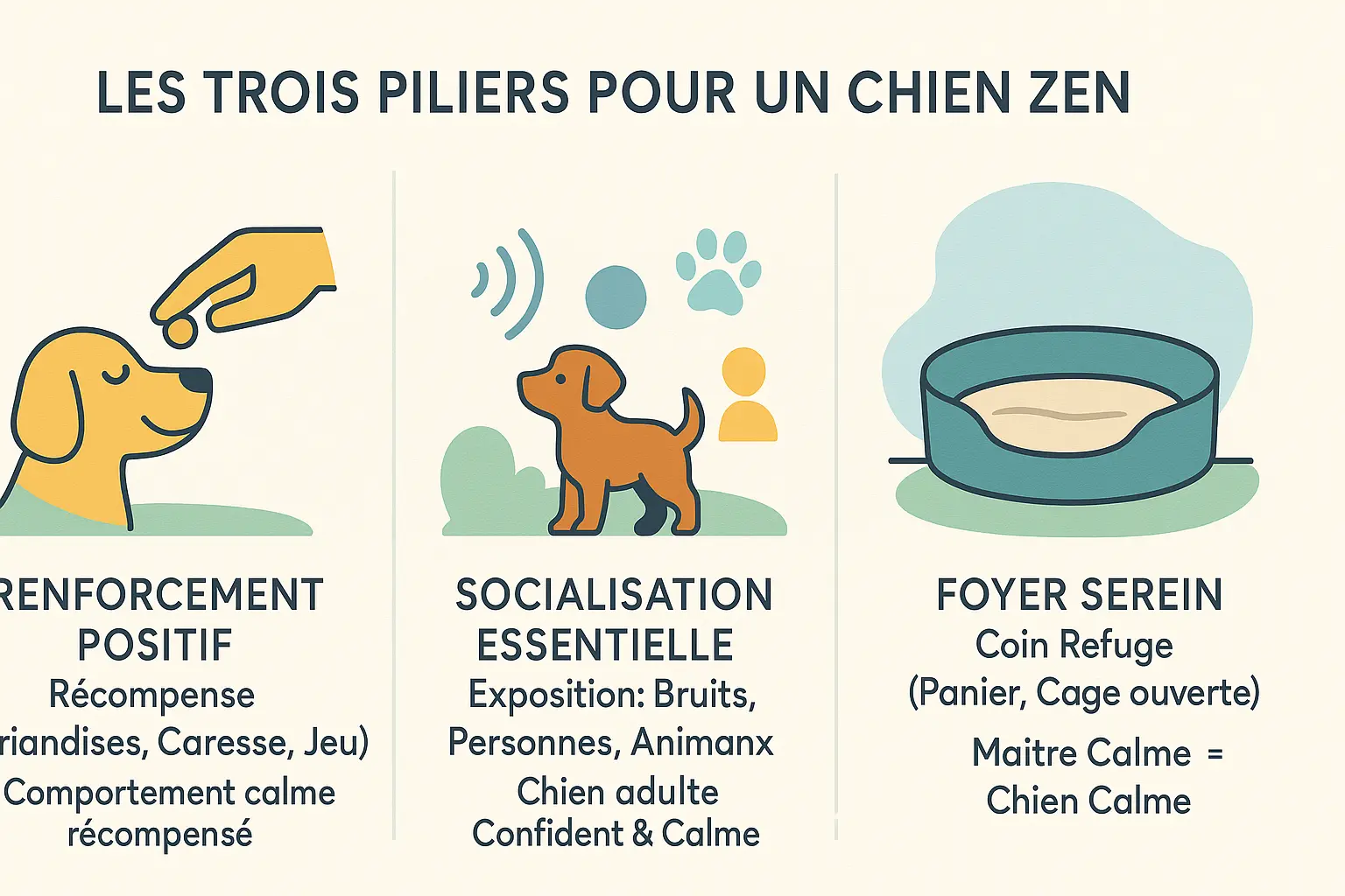 Illustration d'un chien calme dans un environnement apaisant