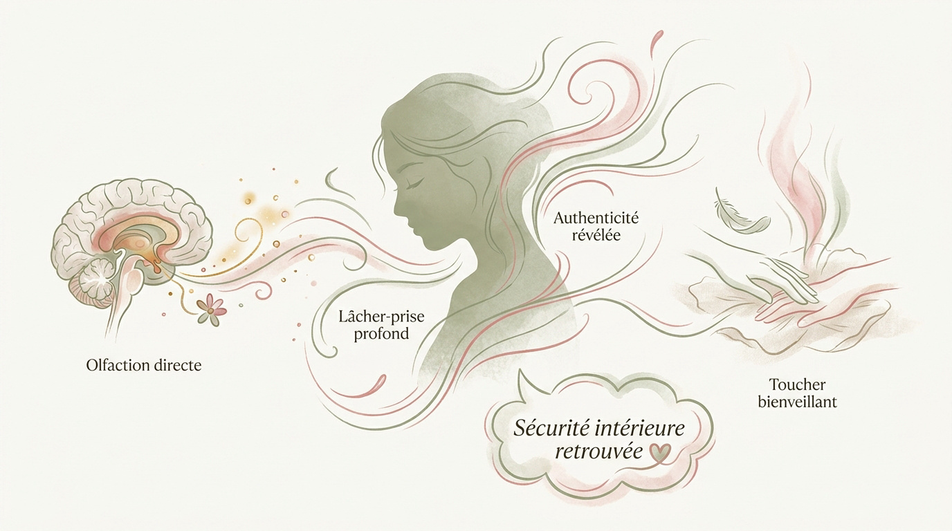 Séance de bien-être sensoriel avec olfaction et toucher pour favoriser le lâcher-prise