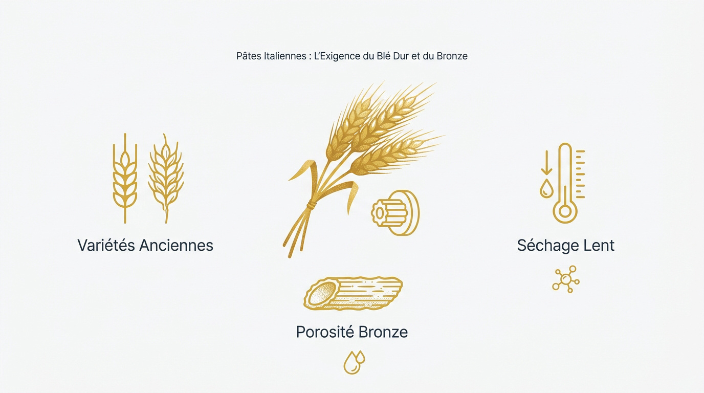 Pâtes italiennes artisanales tréfilées au bronze et semoule de blé dur