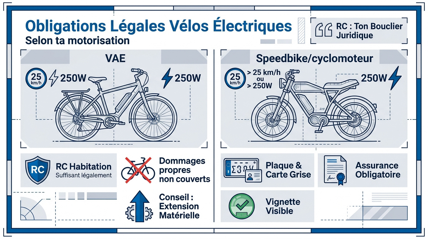Tableau comparatif des obligations légales entre VAE classique et speedbike