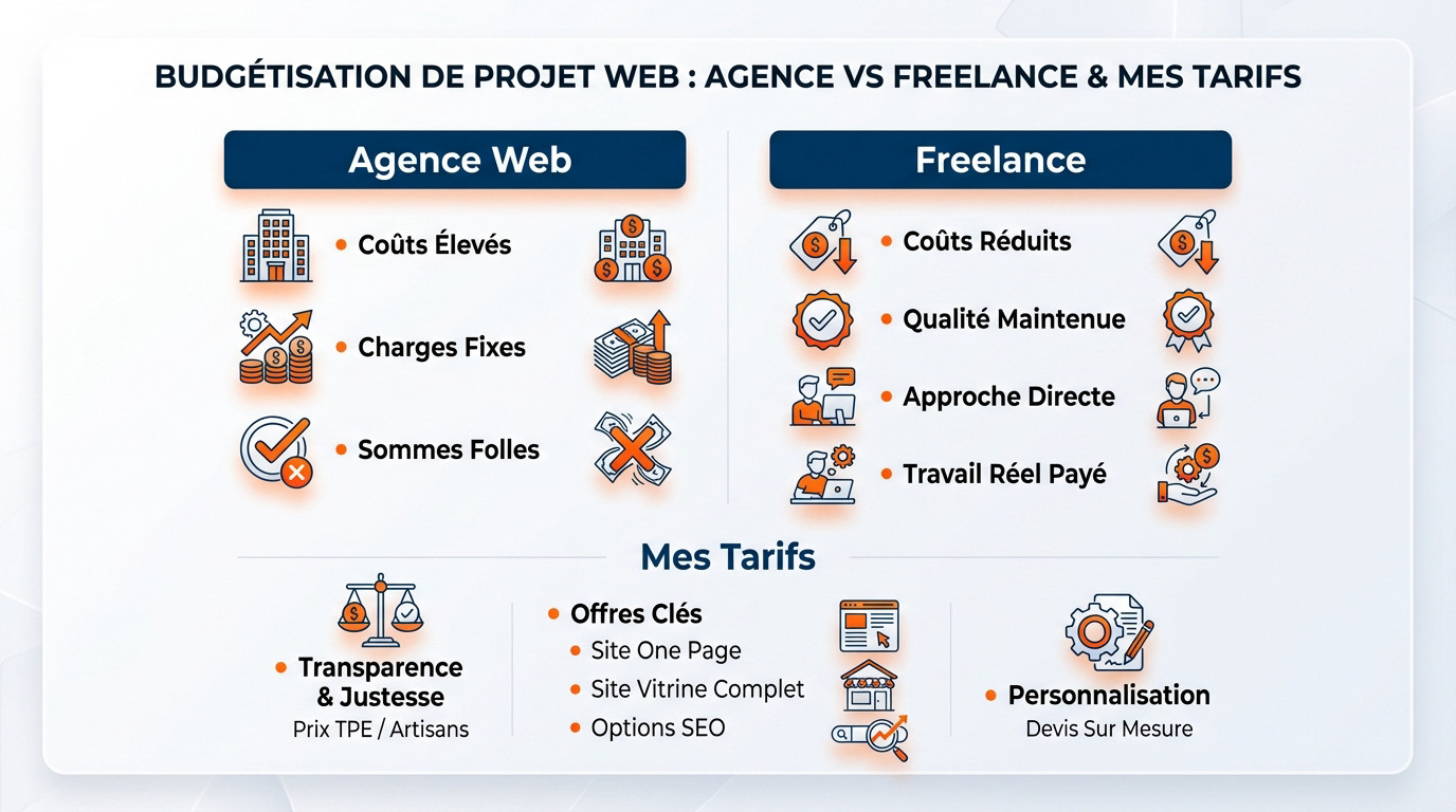 Comparatif budget site internet agence web vs freelance à Nantes