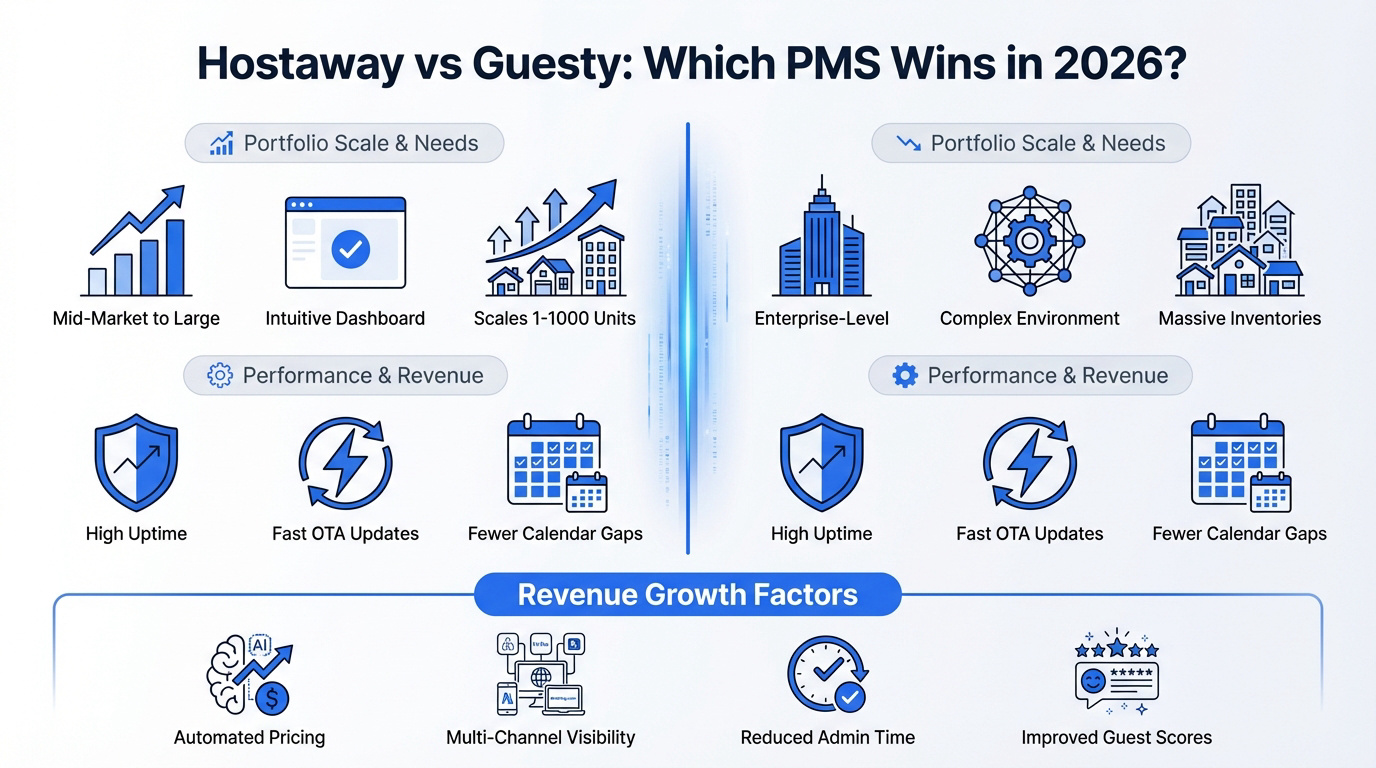 Σύγκριση μεταξύ των συστημάτων διαχείρισης ακινήτων Hostaway και Guesty για το 2026