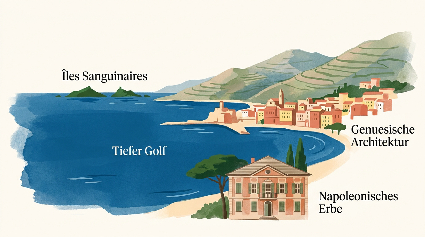 Blick auf den Golf von Ajaccio und die historische Altstadt