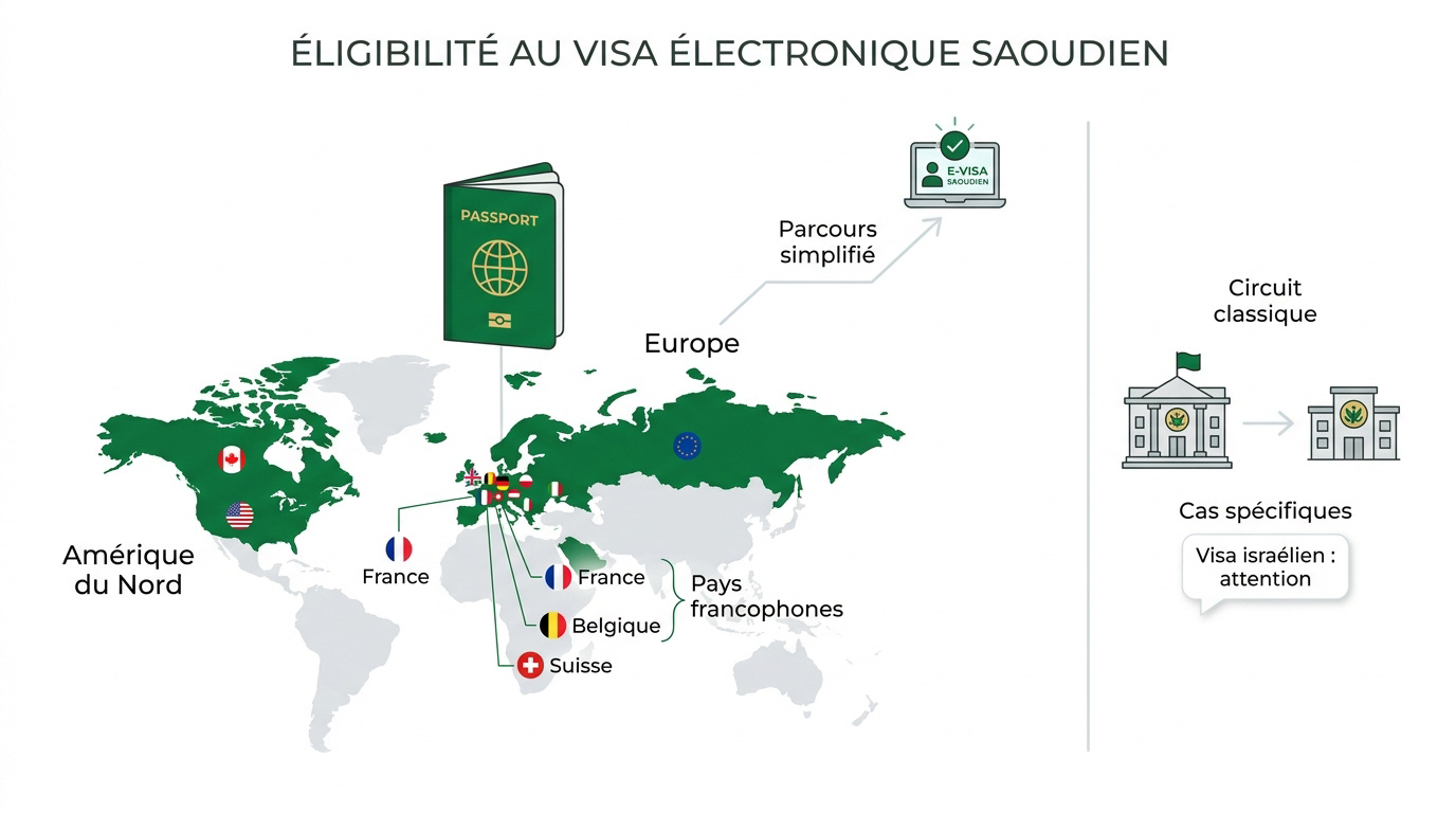 Vérification de l'éligibilité pour le visa électronique vers l'Arabie Saoudite