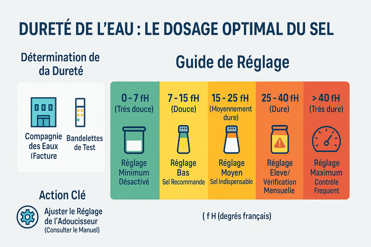 Guide de dosage de sel selon la duret&eacute; de l'eau