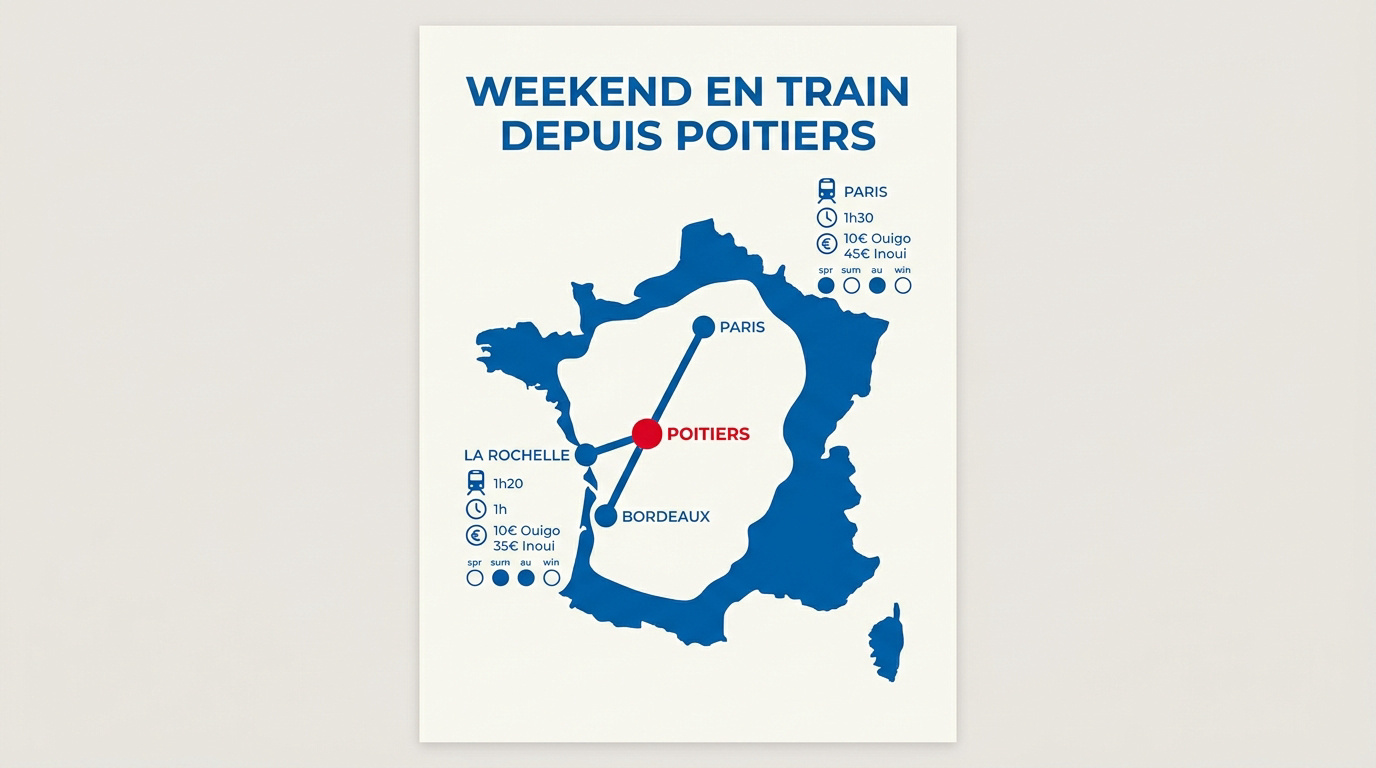 Voyageurs en gare de Poitiers attendant un TGV pour un weekend