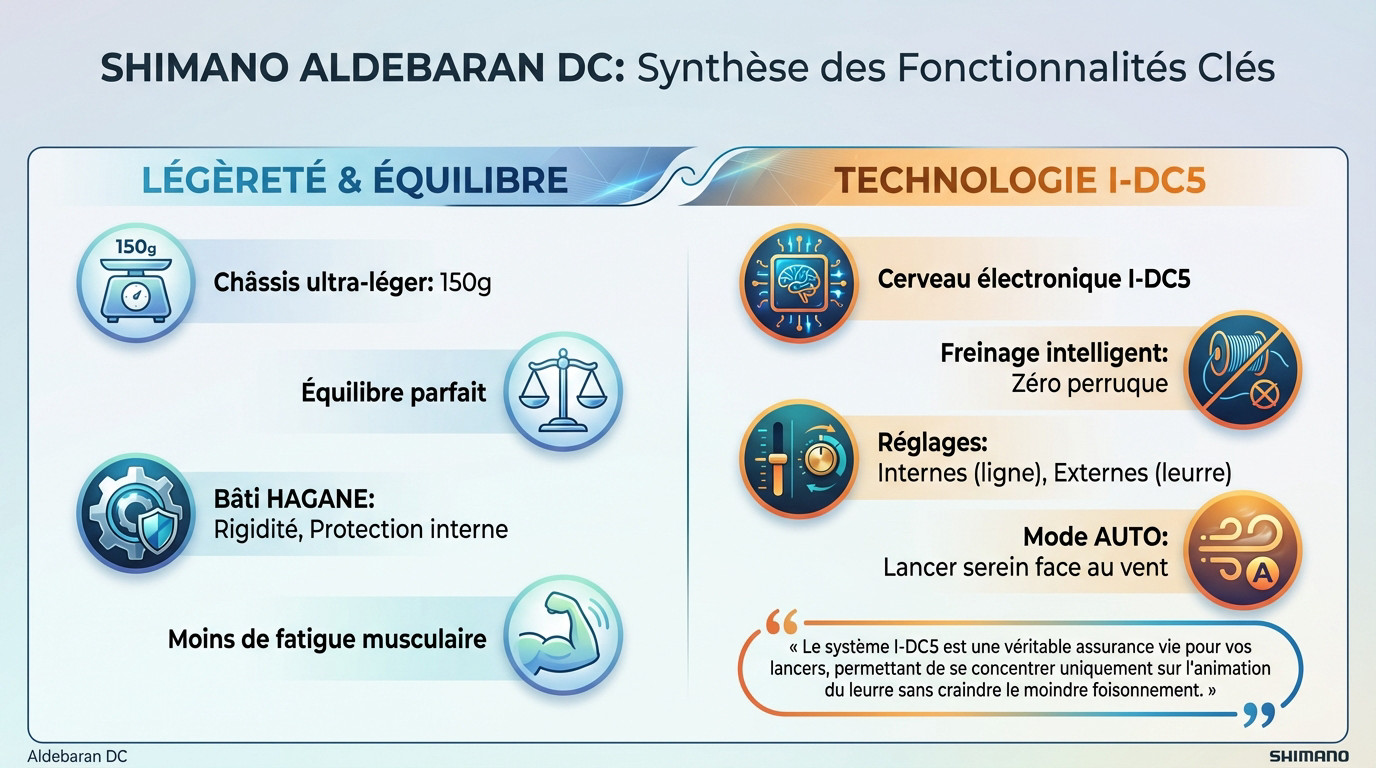 Détails techniques du moulinet casting Shimano Aldebaran DC