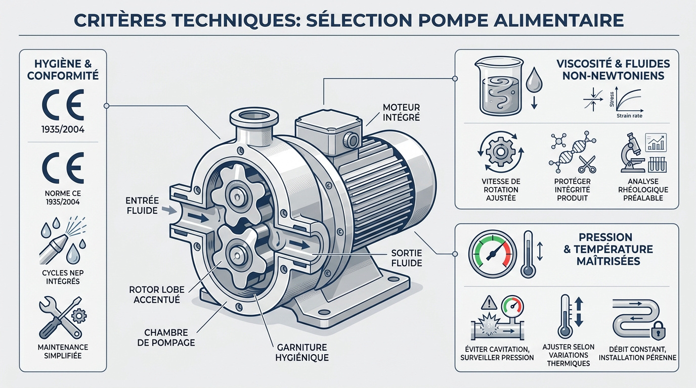 Installation technique d'une pompe alimentaire industrielle en acier inoxydable