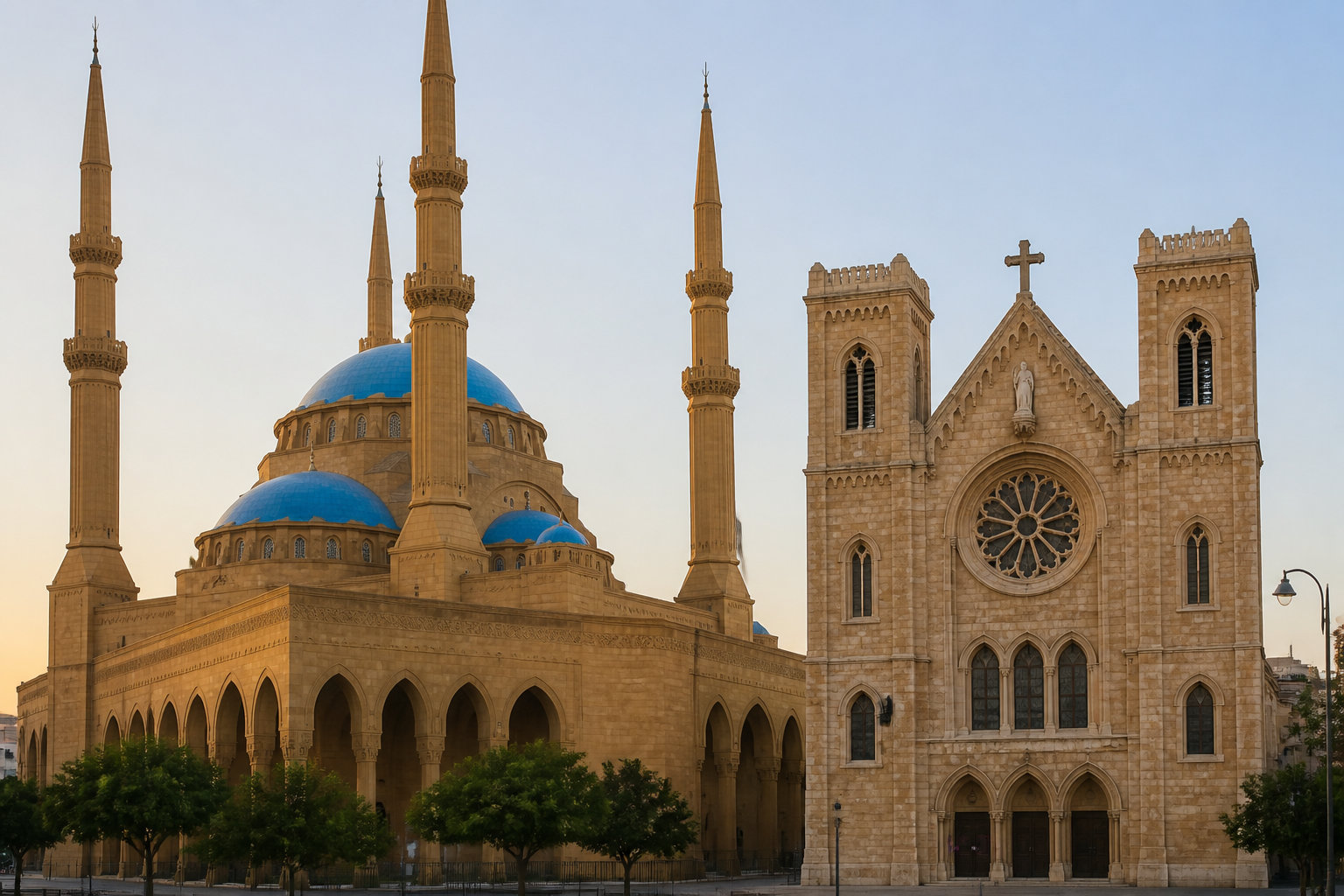 Mosquée et cathédrale côte à côte à Beyrouth