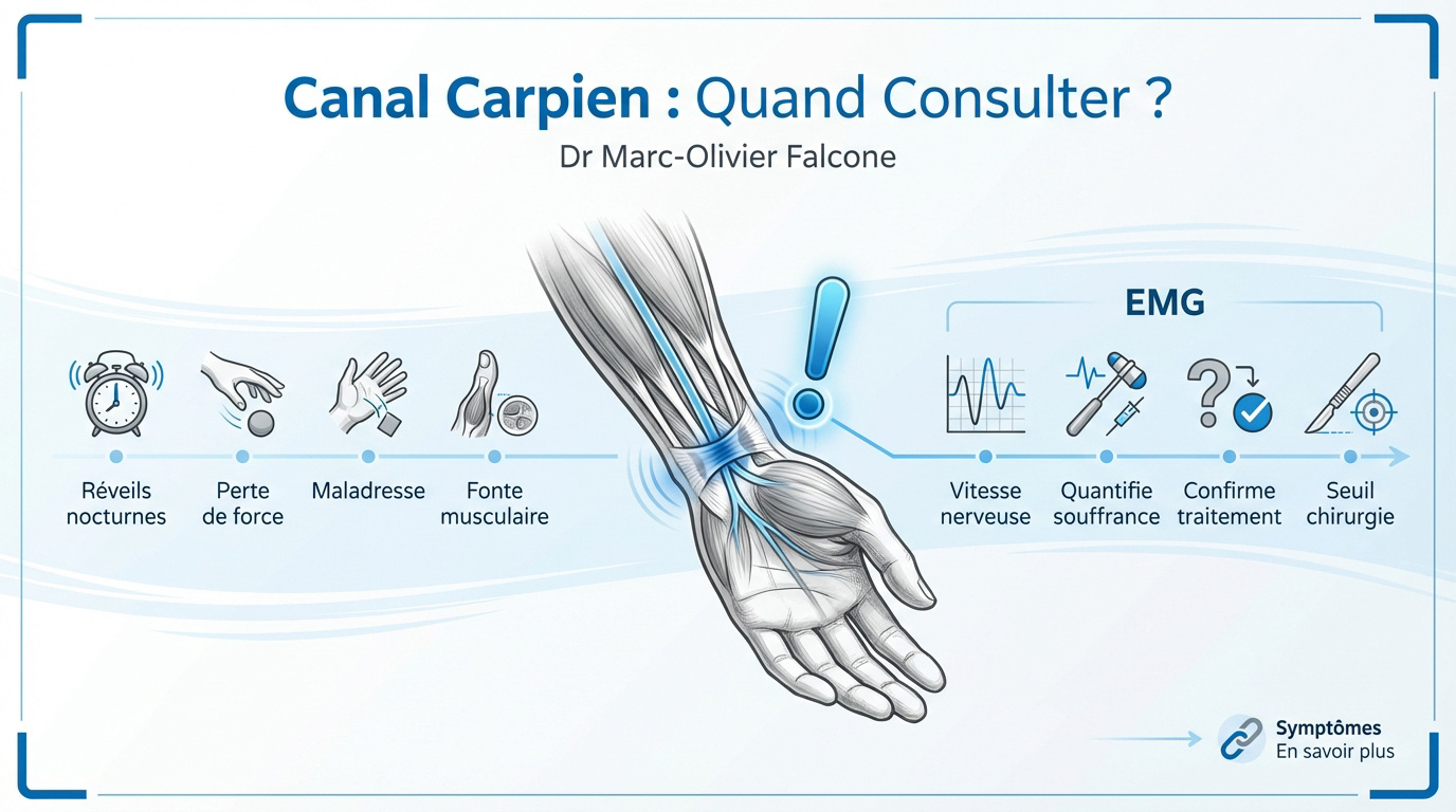 Examen clinique de la main pour un syndrome du canal carpien par le Dr Falcone à Paris