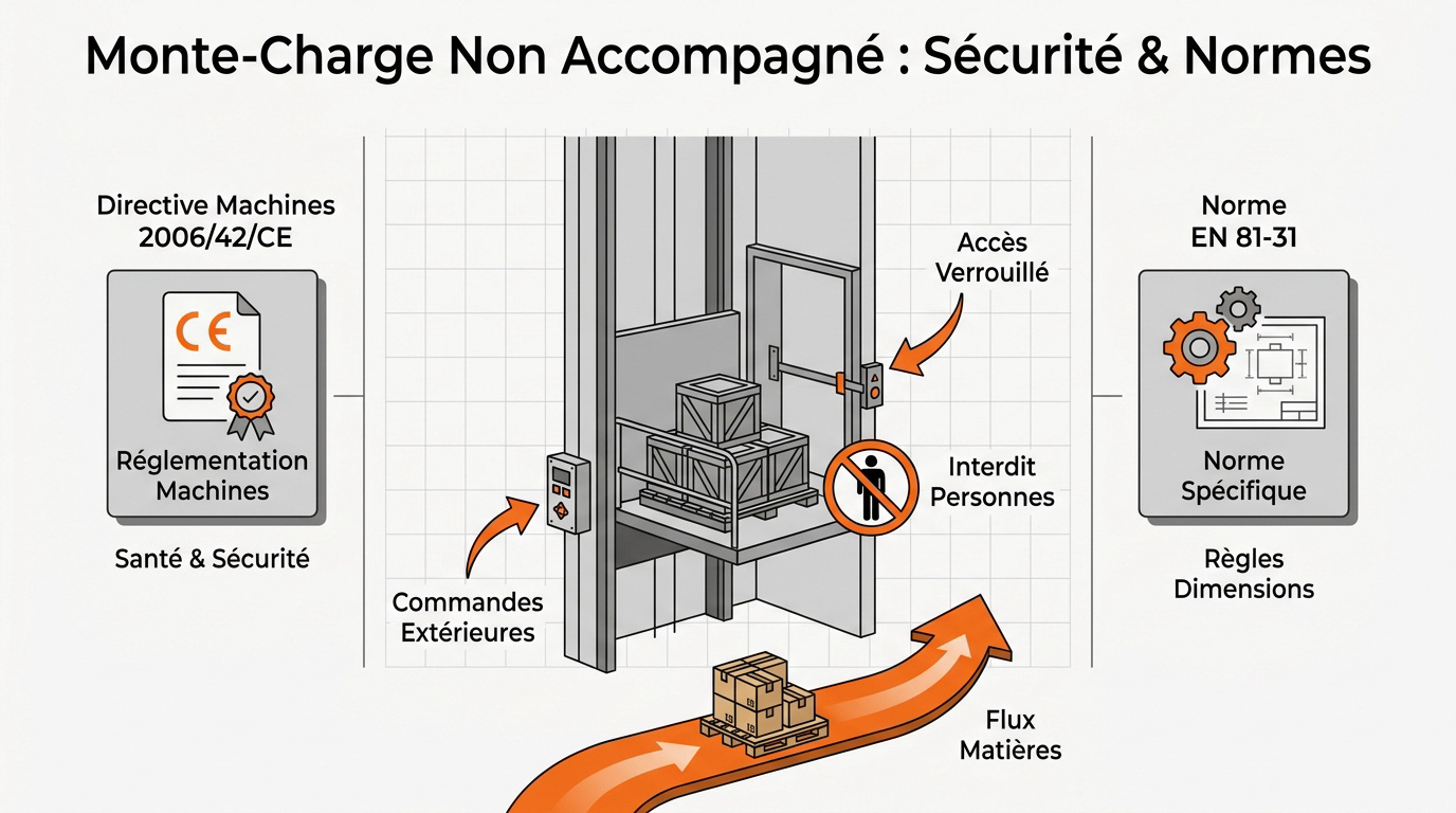 Installation d'un monte-charge non accompagné conforme aux normes de sécurité industrielle