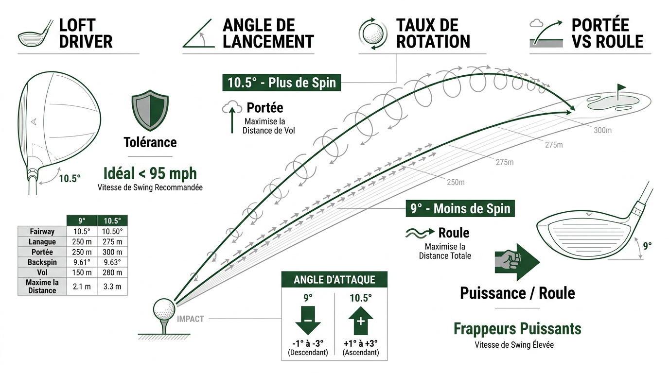 Comparaison de trajectoire entre driver 9 et 10.5 degrés