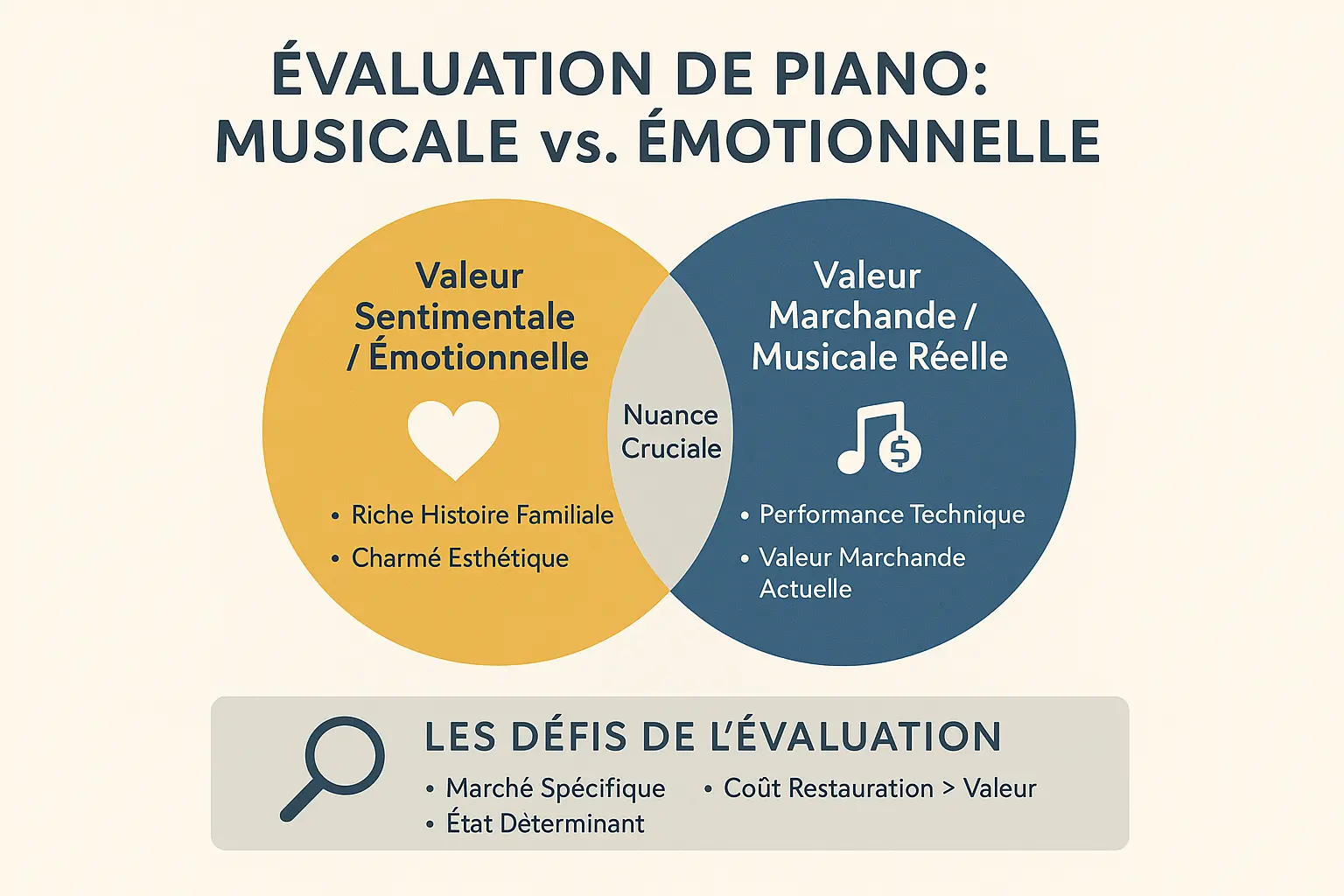 Différence entre valeur musicale et émotionnelle d'un piano ancien