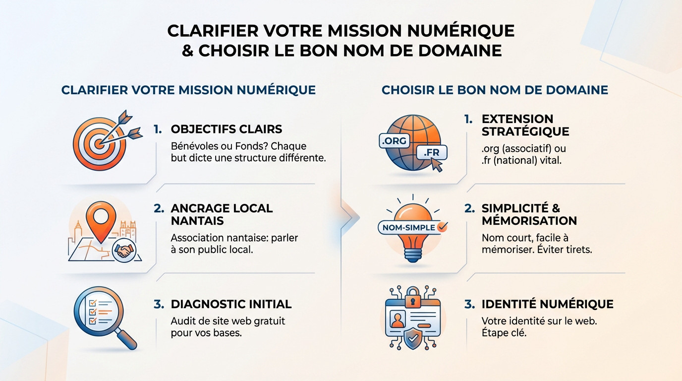 Stratégie numérique pour association à Nantes : définition des objectifs et choix du nom de domaine