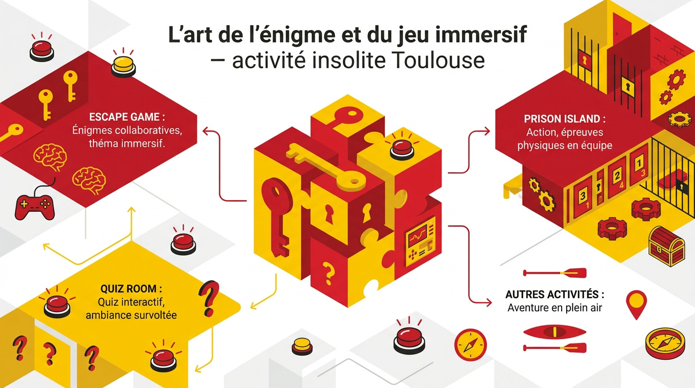 Groupe d'amis s'amusant lors d'une activité insolite d'escape game à Toulouse