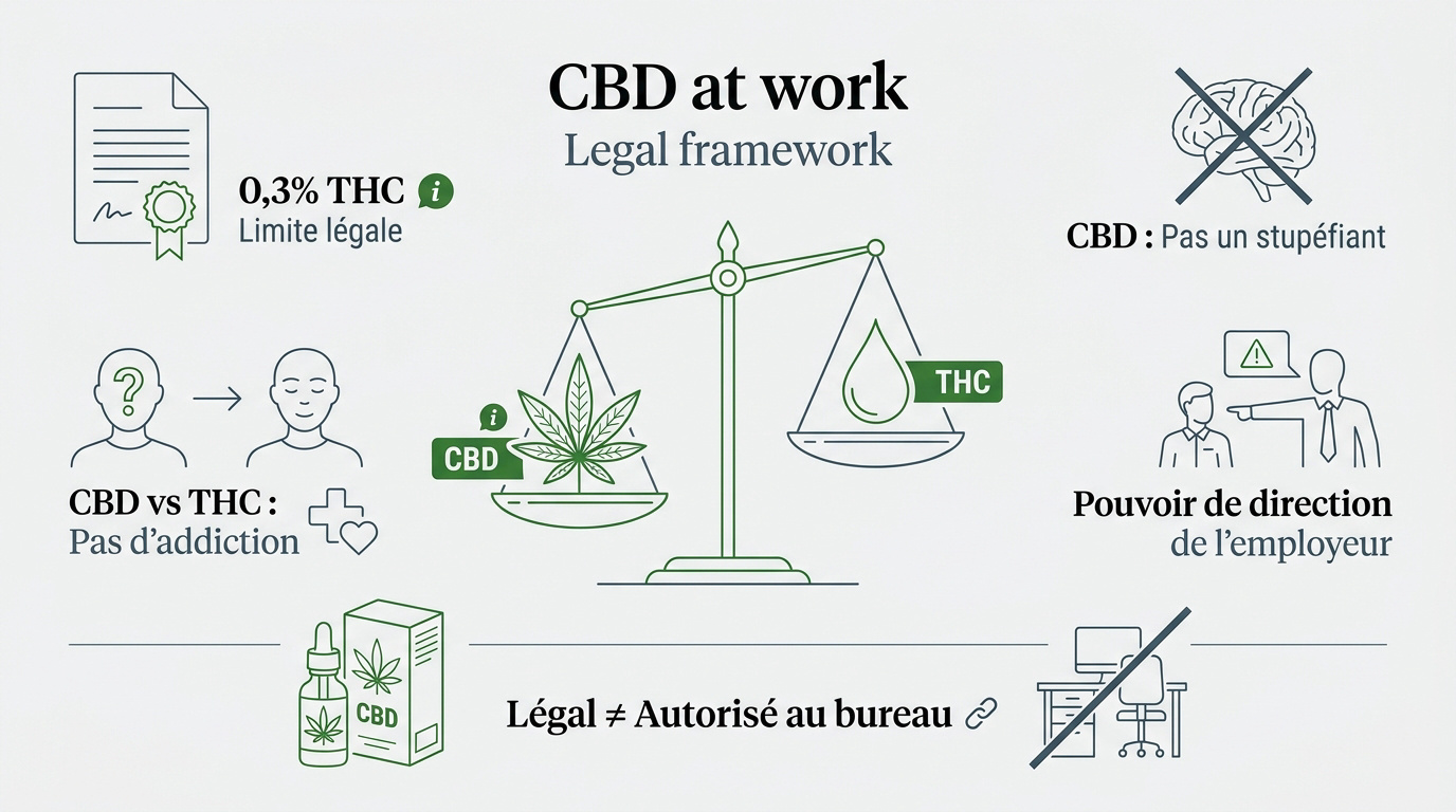 Légalité du CBD sans THC en milieu professionnel et réglementation