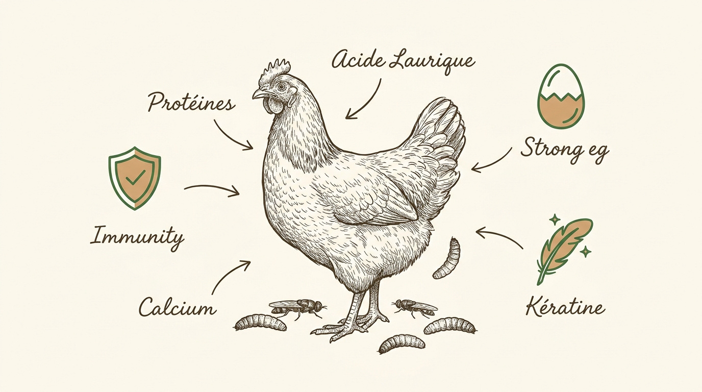 Bienfaits des larves pour les poules