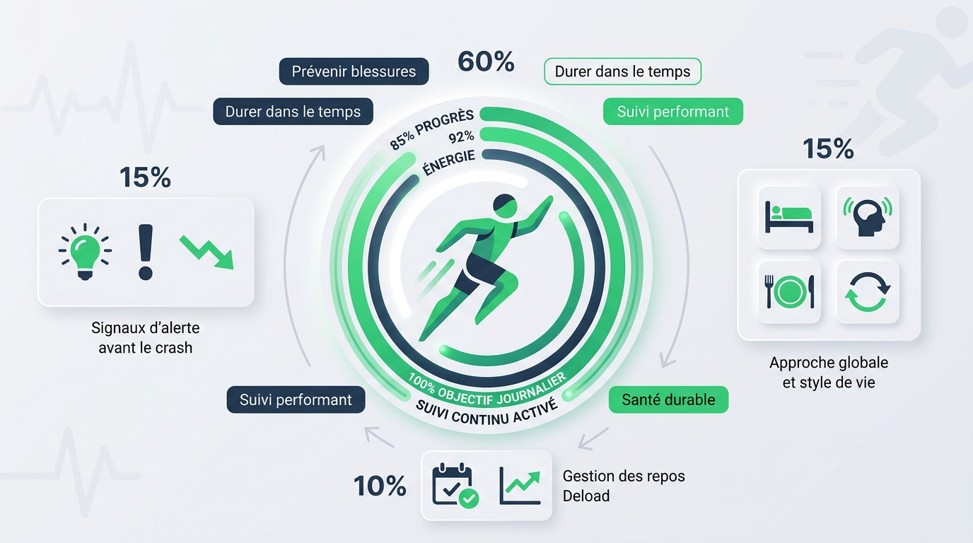 Infographie montrant les indicateurs clés du suivi fitness pour la santé