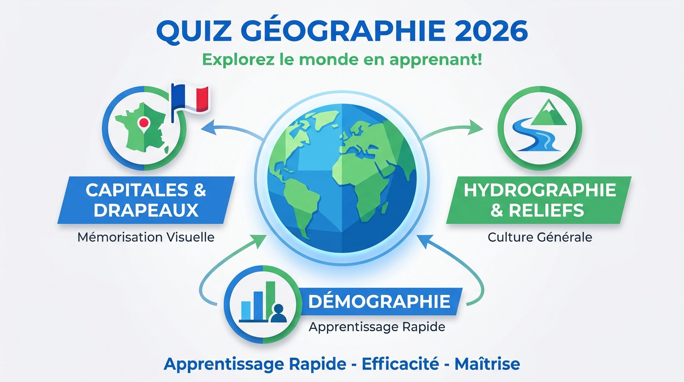 Apprentissage visuel de la géographie mondiale via des quiz interactifs en 2026