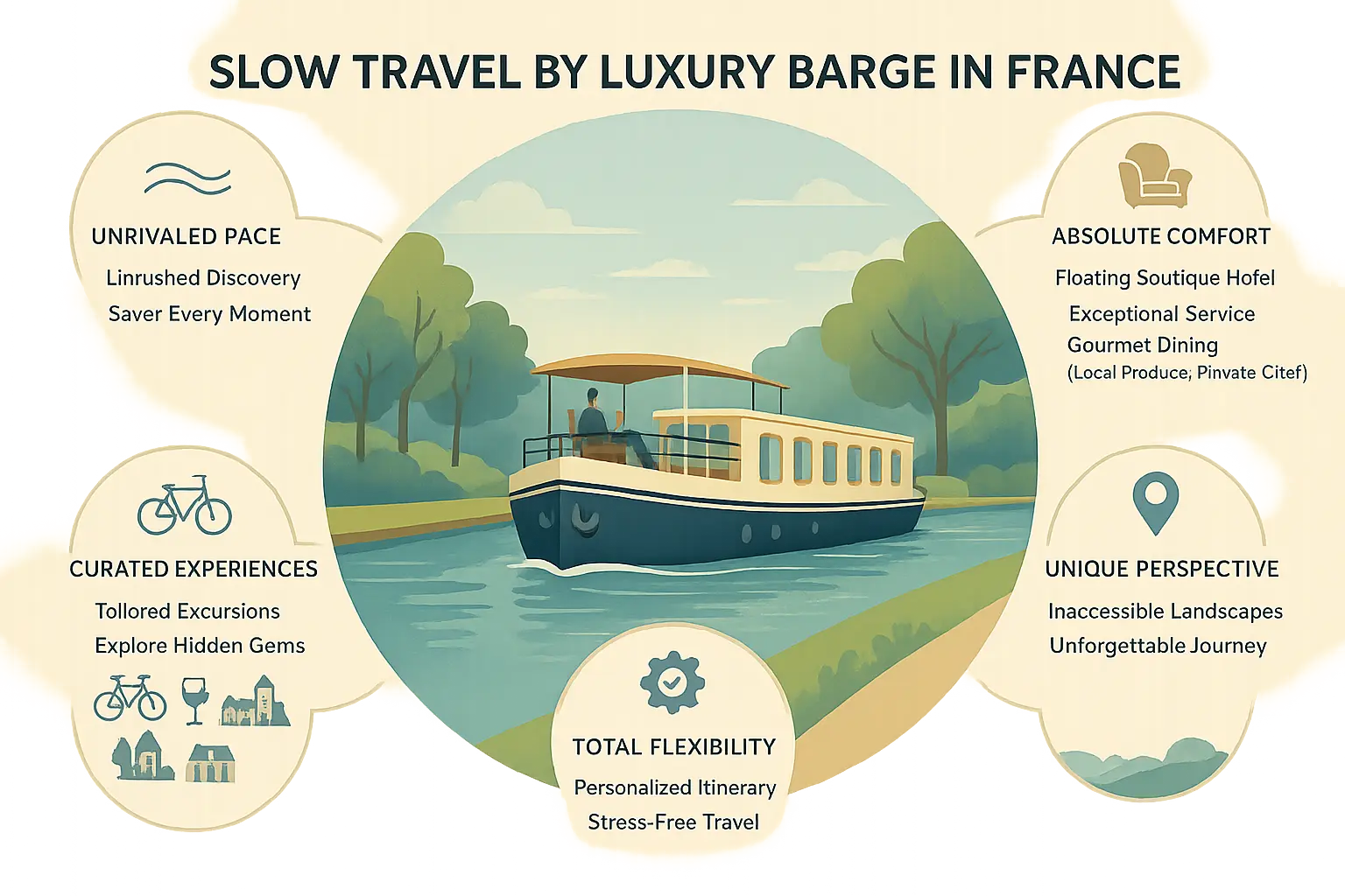 <strong>Luxury barge on scenic French canal</strong>