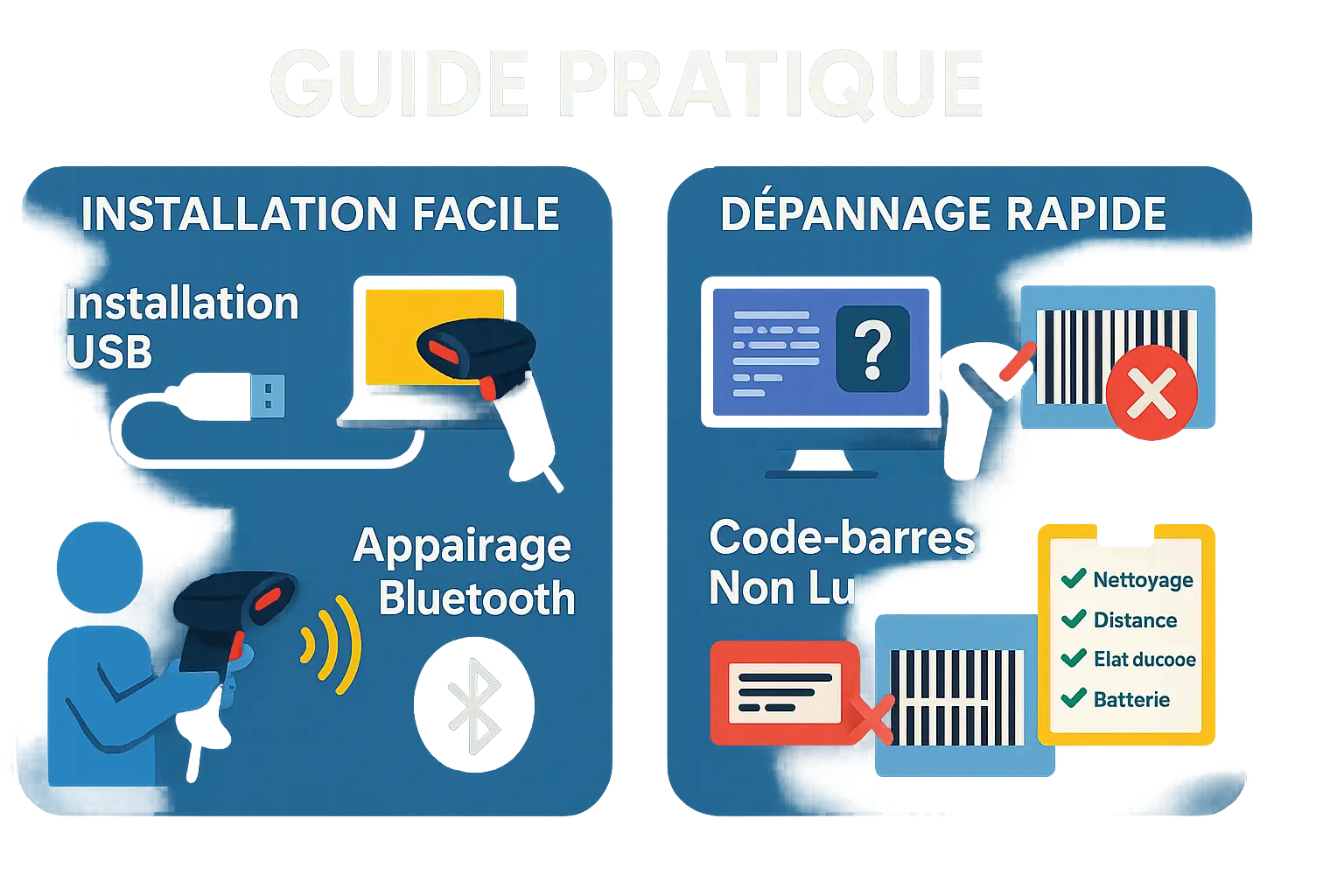 Douchette code barre en action