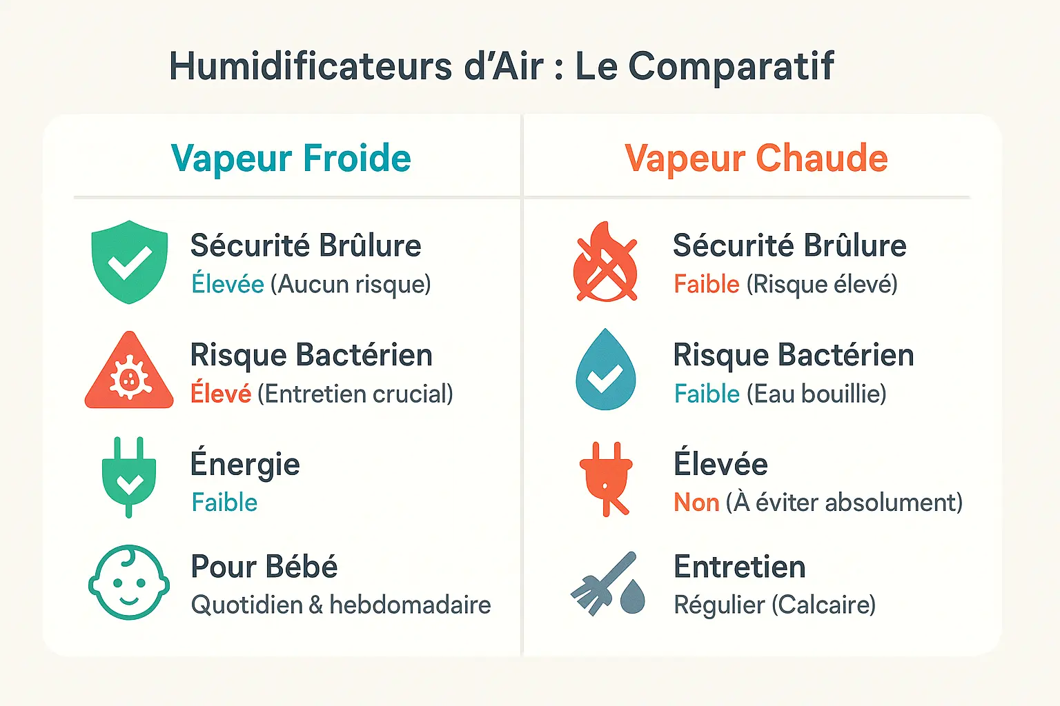 Comparatif des types d'humidificateurs pour bébé