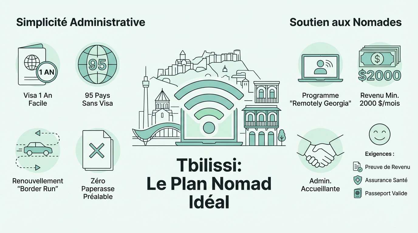 Vue sur les toits de Tbilissi et son architecture unique, destination prisée des digital nomads