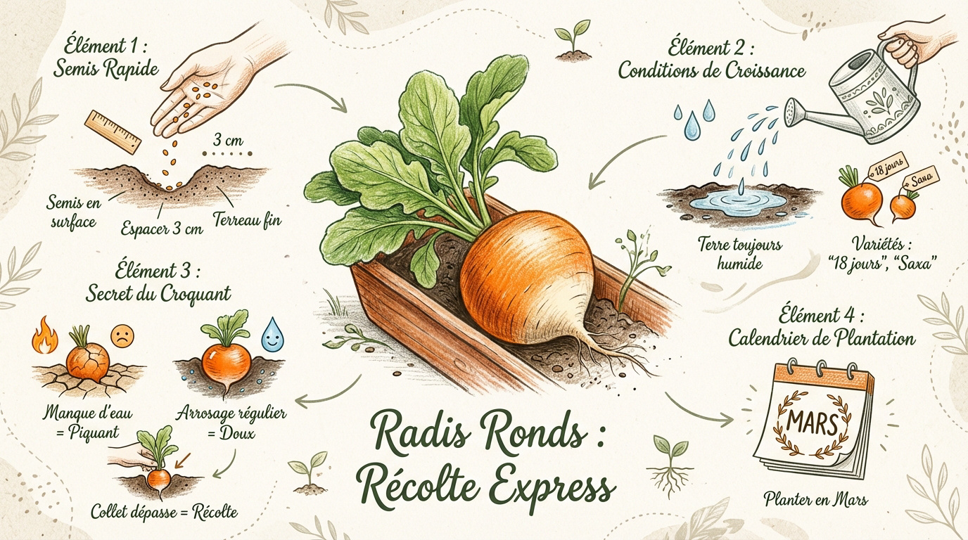 Récolte de radis ronds rouges et croquants cultivés dans un bac sur un balcon