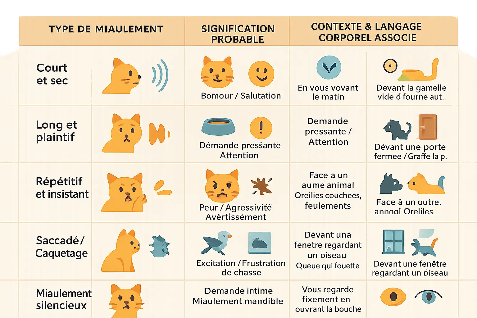 Comprendre les miaulements du chat