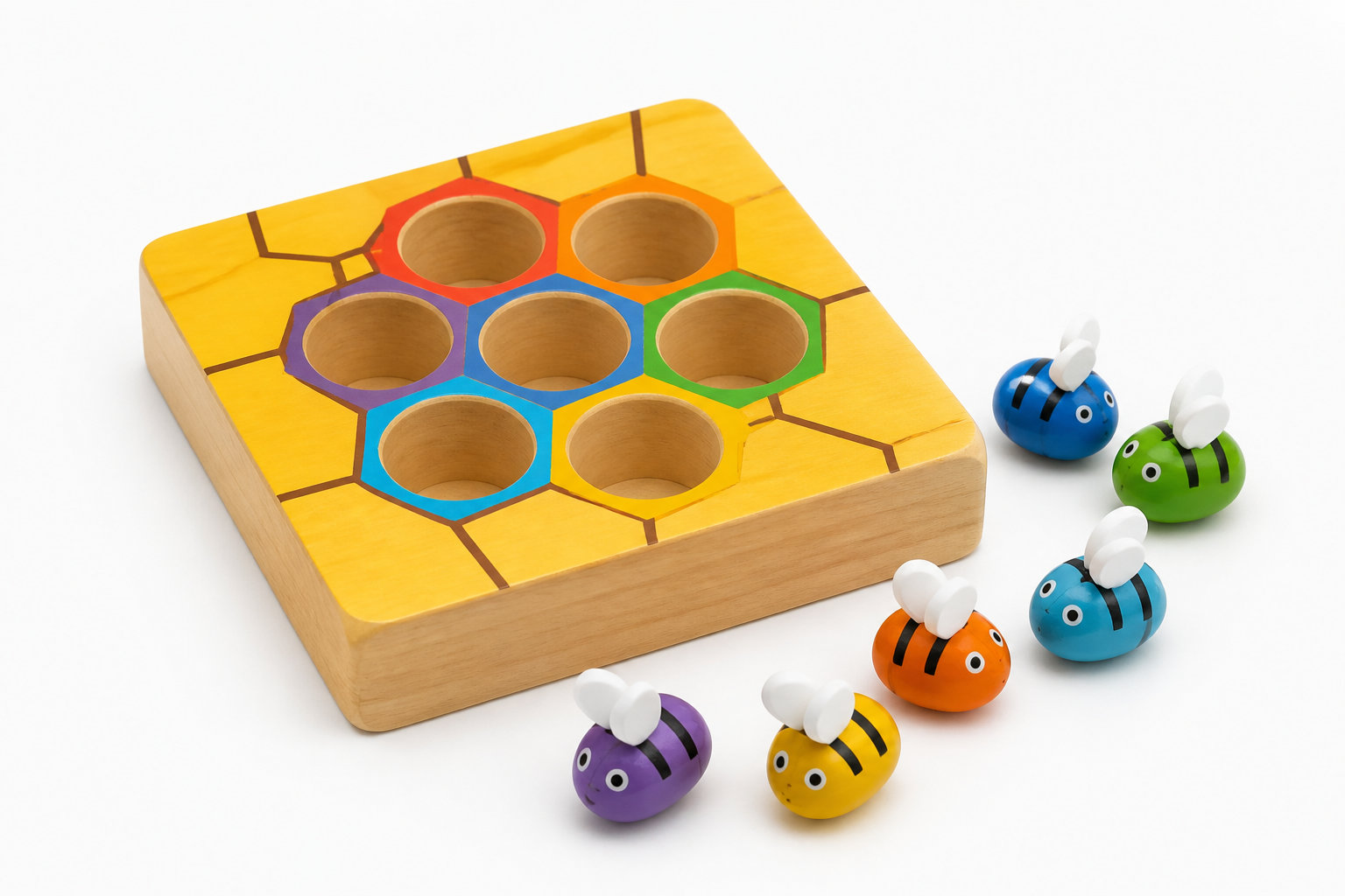 Ruche Montessori en bois : apprendre les couleurs