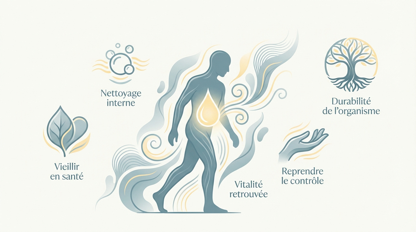 Senior souriant buvant de l'eau pour illustrer les bienfaits du jeûne hydrique