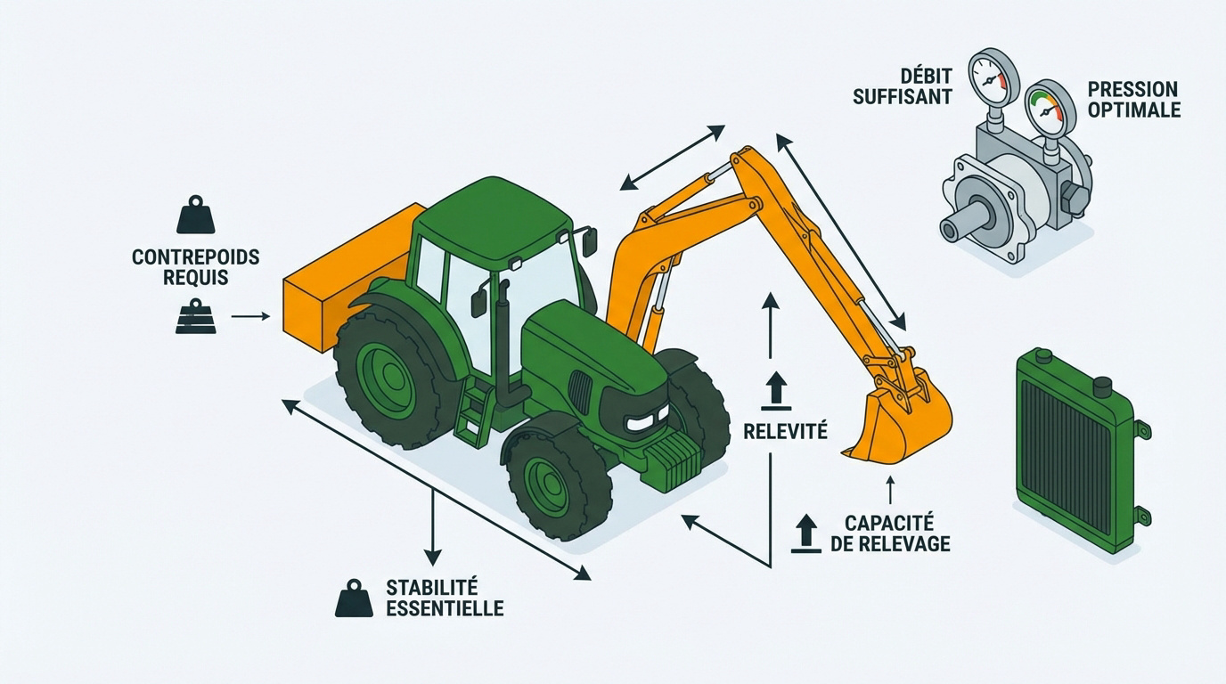 Épareuse en action sur un talus avec bras en extension