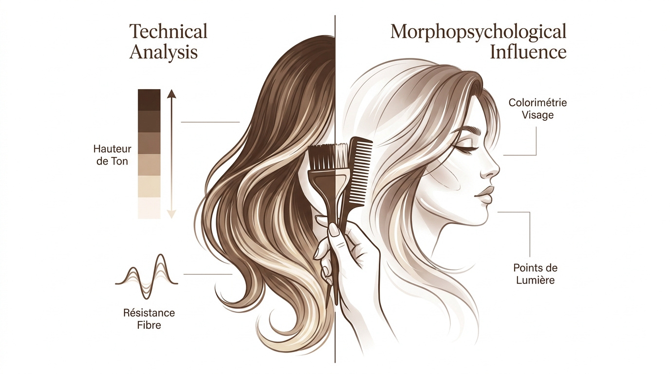 Diagnostic capillaire précis et analyse morphopsychologique pour balayage professionnel
