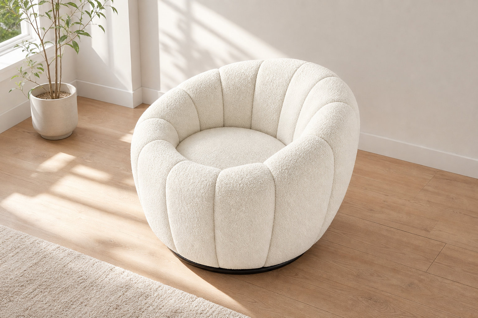 Fauteuil nuage coquillage COSSATO en bouclette blanche