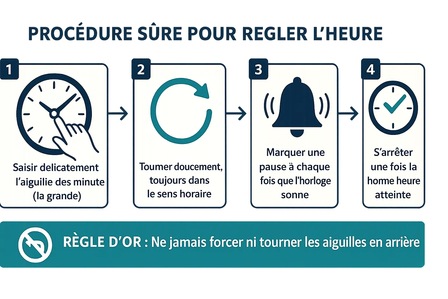 Mettre à l'heure une horloge ancienne sans l'abîmer