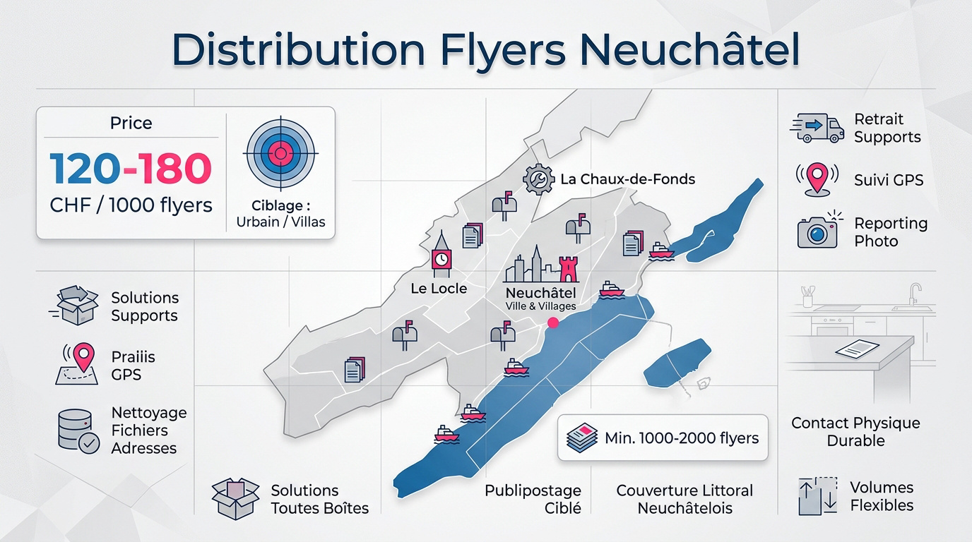 Tarifs et services de distribution de flyers à Neuchâtel