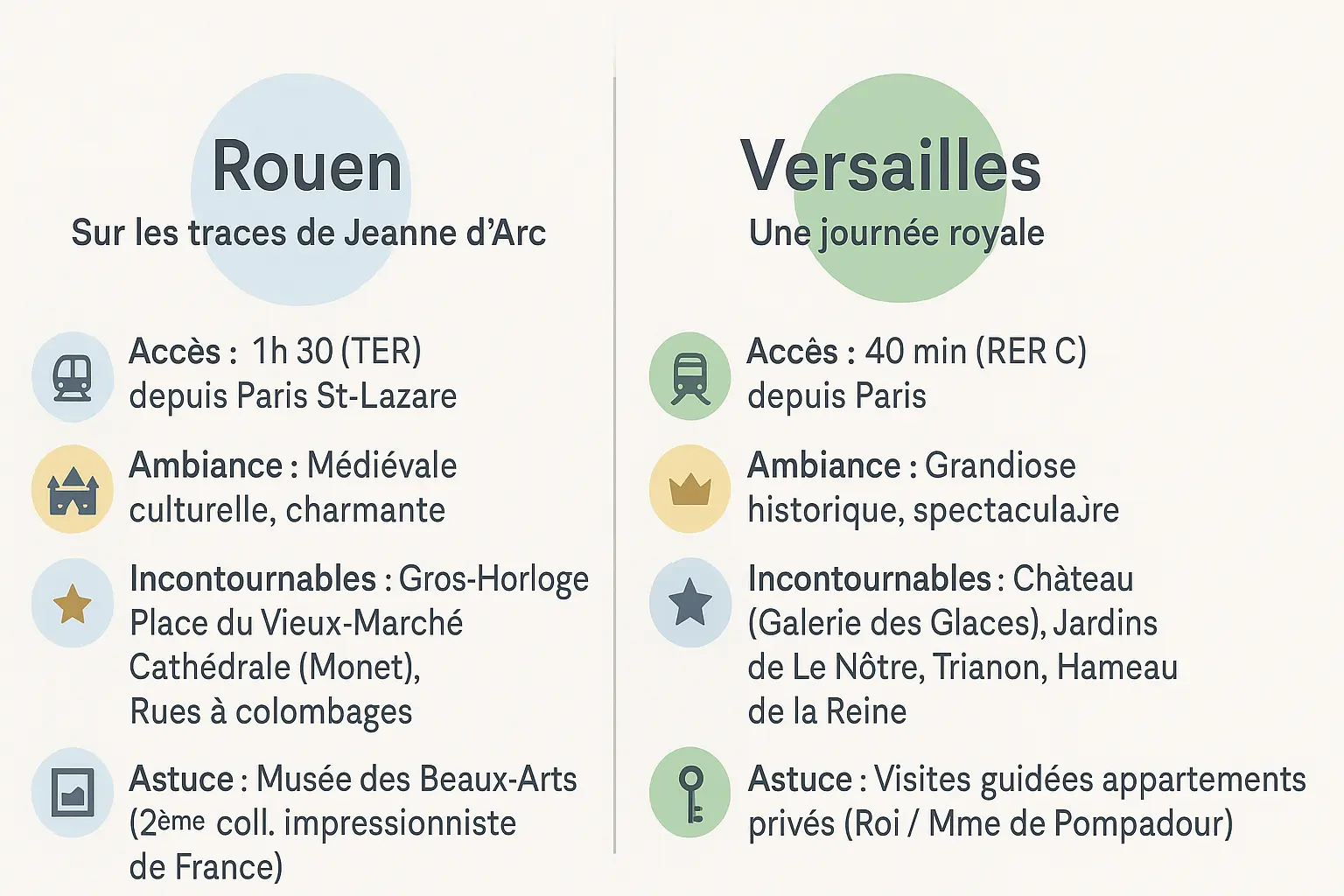 Rouen et Versailles : deux destinations emblématiques à moins de 2h de Paris