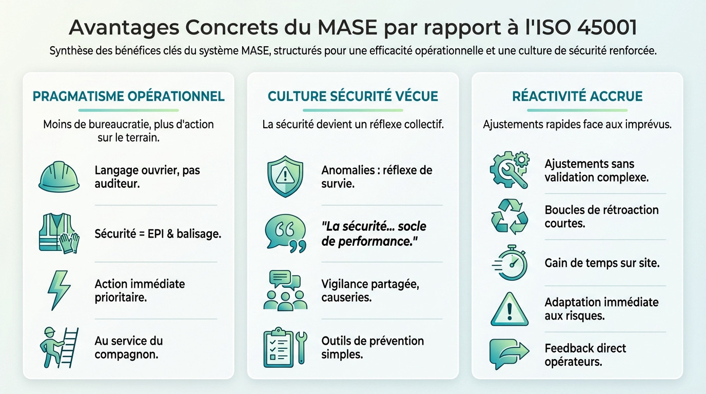 Comparaison pratique entre la certification MASE et la norme ISO 45001 sur un chantier industriel