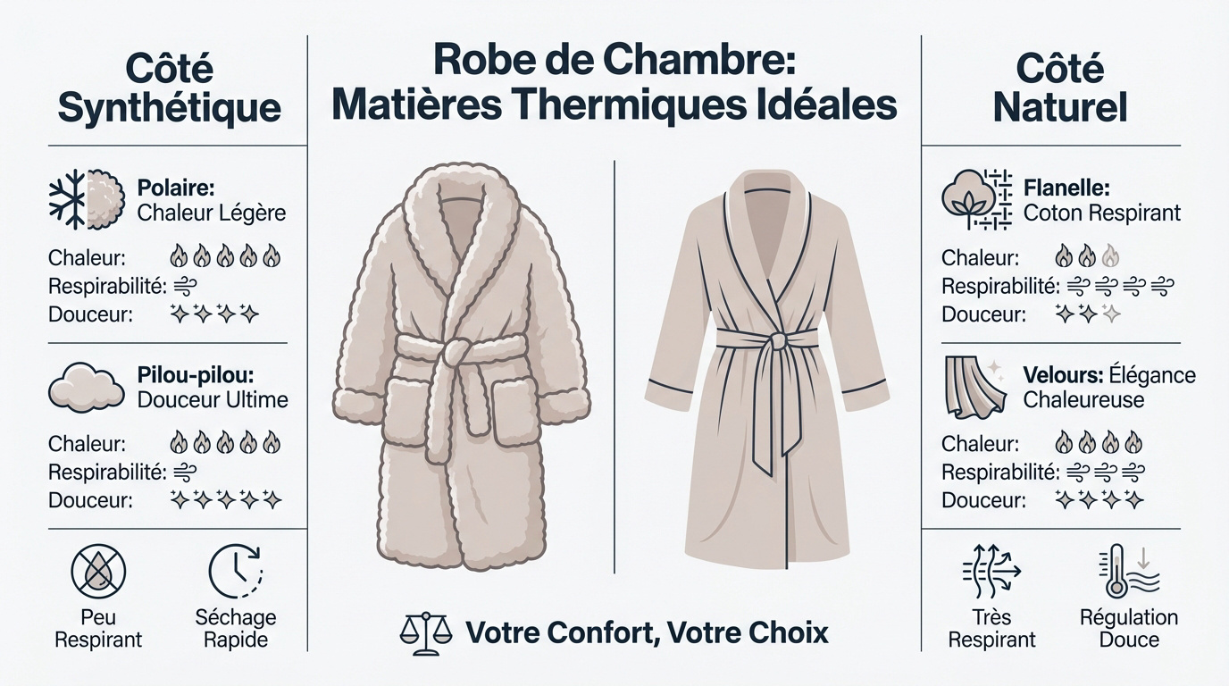 Robe de chambre hiver en matières thermiques