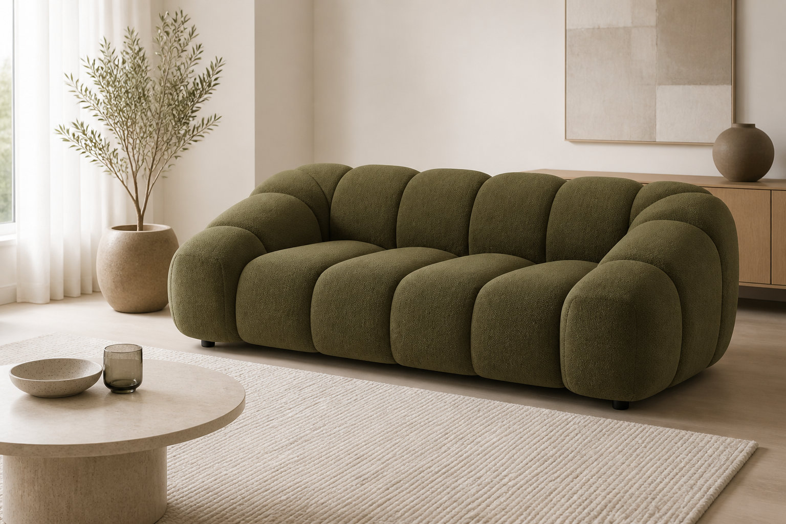 Canapé nuage AVA en velours texturé vert