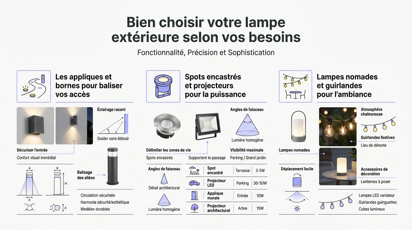 Guide pour choisir sa lampe extérieur selon les zones du jardin
