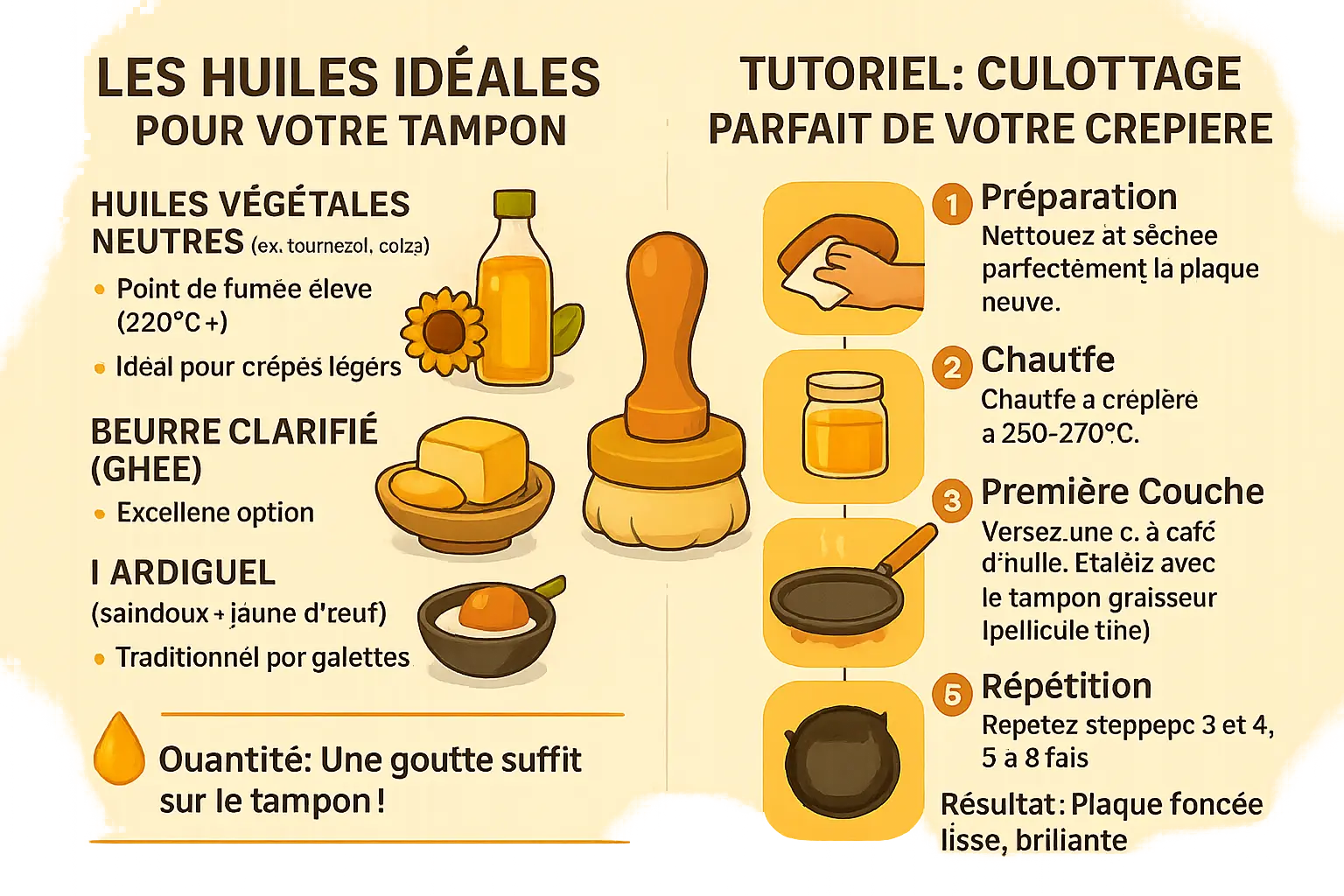 Tampon graisseur en action sur une crêpière